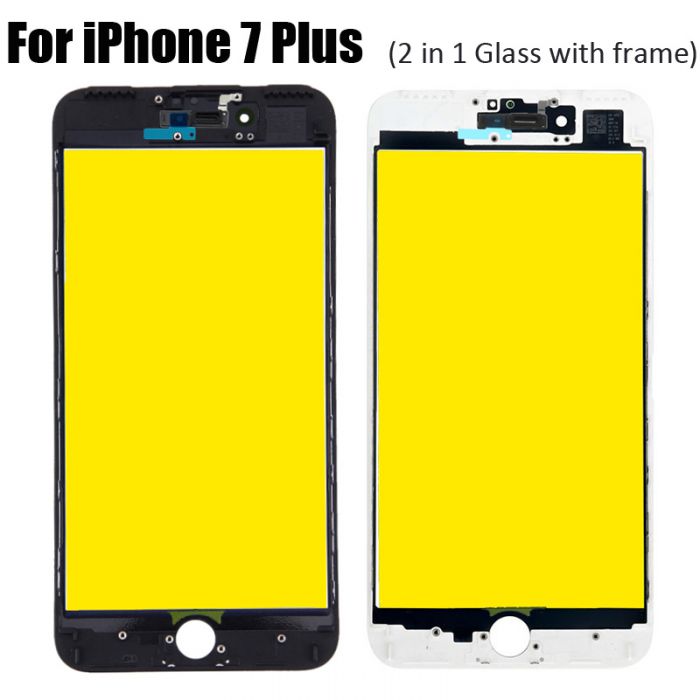 2 in 1 Glass with Frame Bezel Earpiece Mesh for iPhone 7 Plus 