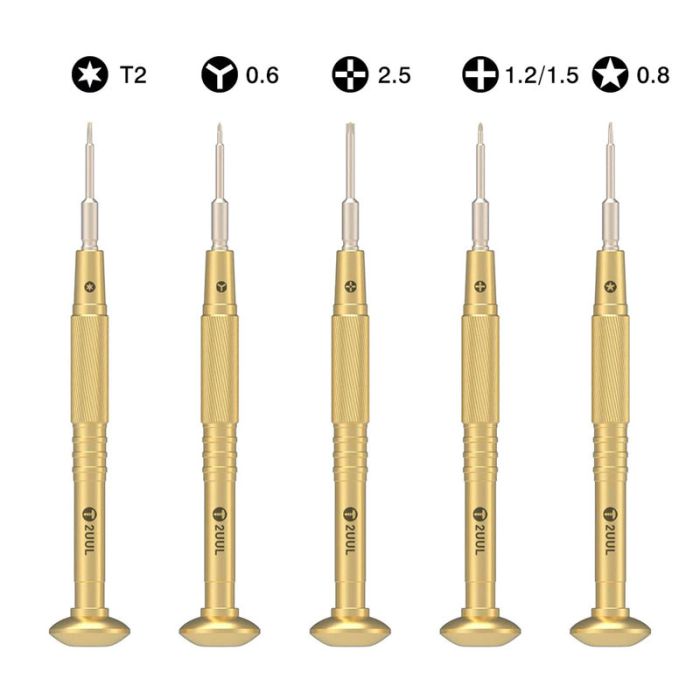 2UUL Gold Brass Handle Heavy Weight Screwdriver For iPhone Samsung Huawei Xiaomi Repair