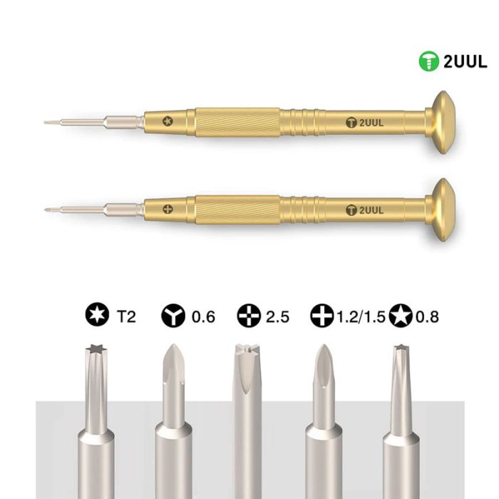 2UUL Gold Brass Handle Heavy Weight Screwdriver For iPhone Samsung Huawei Xiaomi Repair