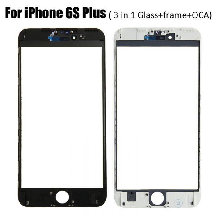 3 in 1 Glass with Frame OCA for iPhone 6S Plus (earpiece mesh installed)