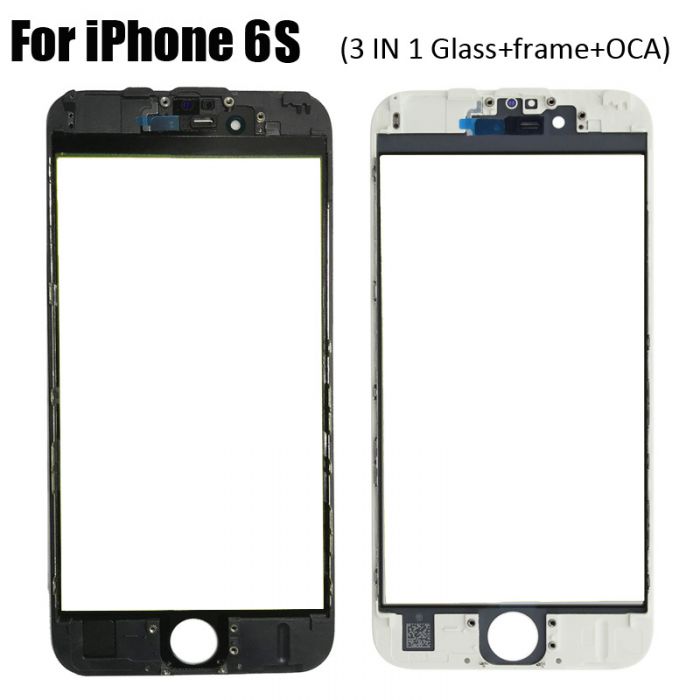 3 in 1 Glass with Frame OCA for iPhone 6S (earpiece mesh installed)