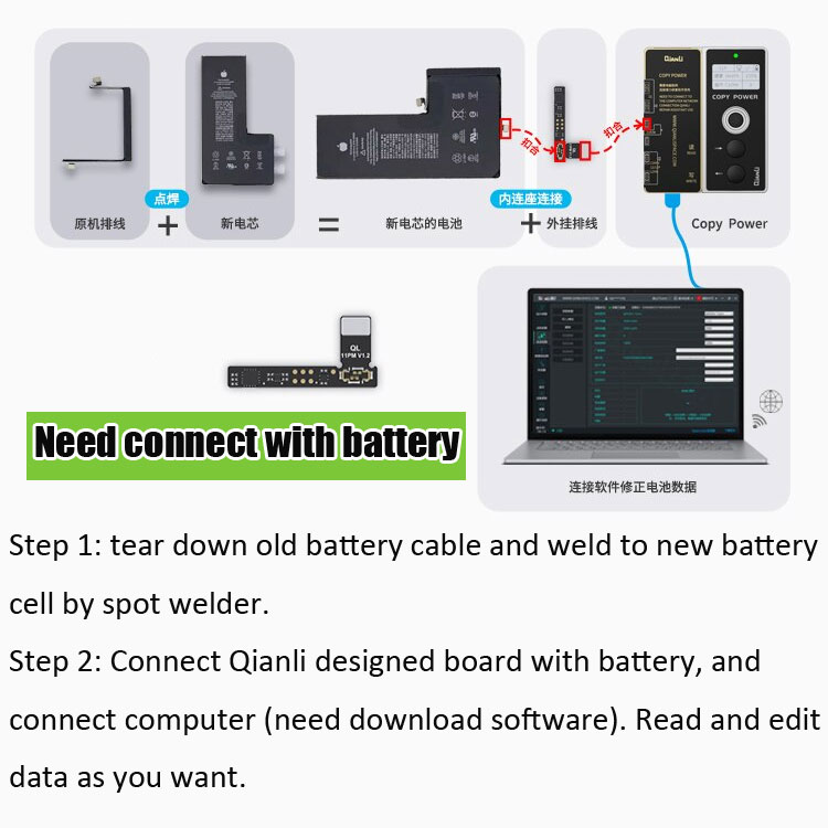 qianli copy power tool programmer for iphone battery read write iPhone 11 11 pro 12 max