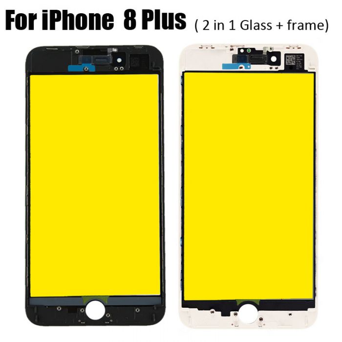 2 in 1 Glass with Frame Bezel Earpiece Mesh for iPhone 8 Plus 