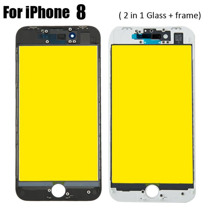 2 in 1 Glass with frame bezel for iPhone 8 Yellow Film